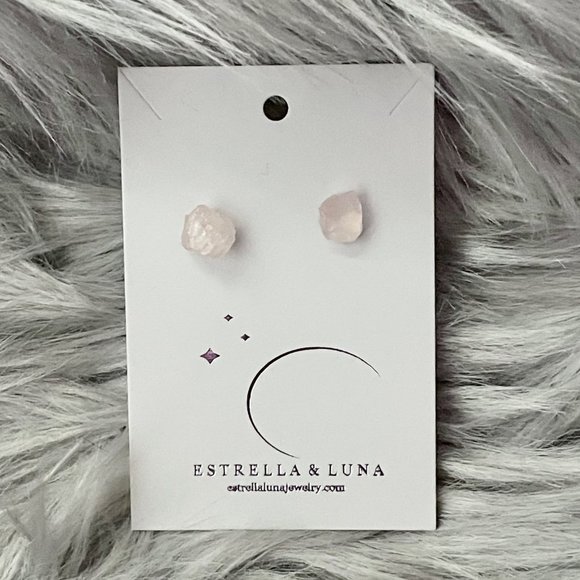Estrella & Luna raw pink gemstone stud earrings - Picture 1 of 2